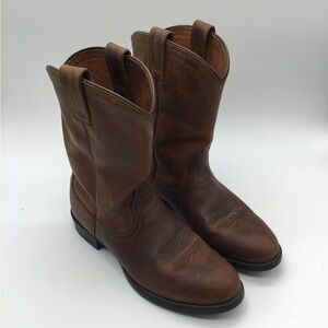 Ariat Brown Leather Western Ankle Boots